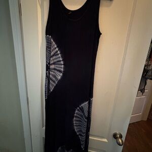 Lapis Black and White Tie-Dye Dress